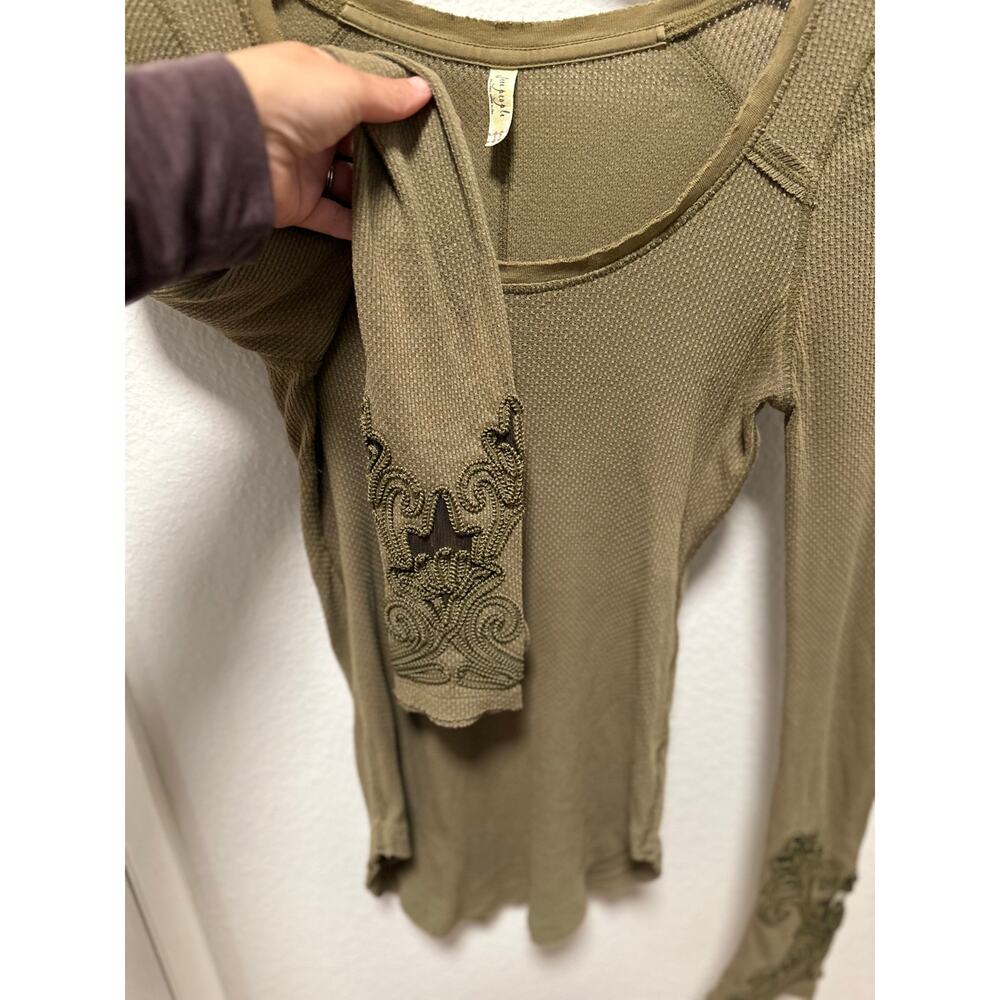 Free People Masquerade Cuff Long-Sleeve Thermal Tee, Size Small - Picture 5 of 6